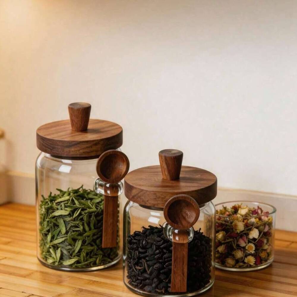 Coffee Tea Jar Set - Набор из 3-х прозрачных стеклянных банок