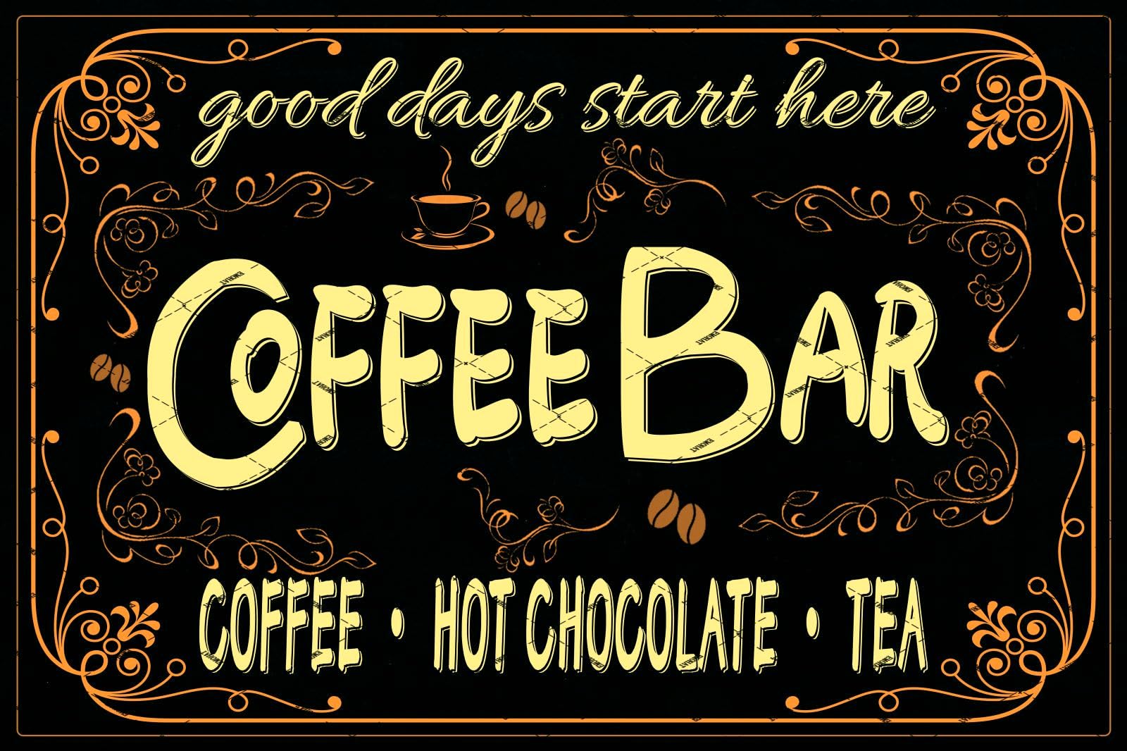Coffee Tea Poster - Металлическая винтажная табличка EMOHAT Coffee Bar: