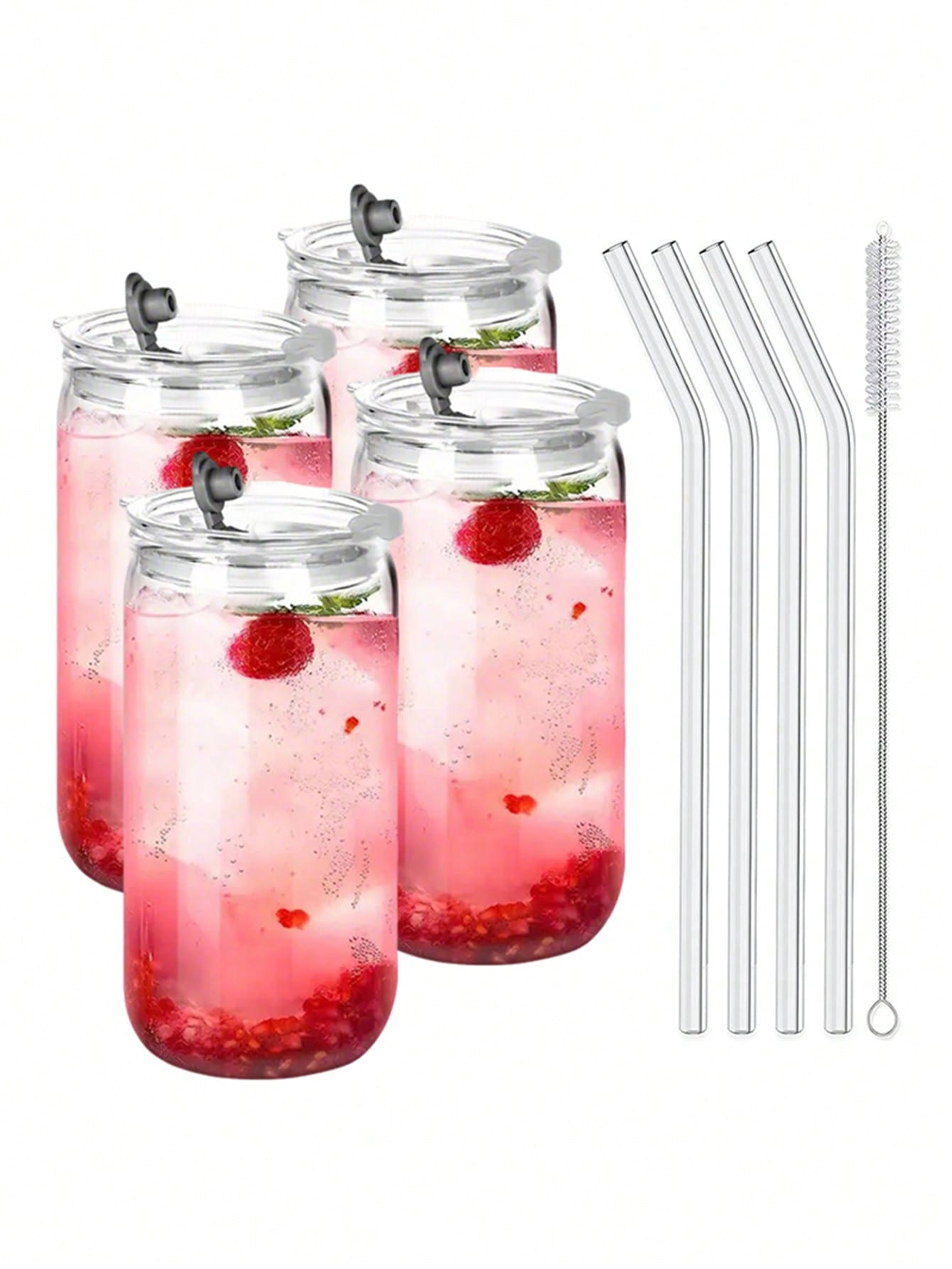 Стеклянные стаканы с крышками  – обзор и цена Coffee Tea Jar Set