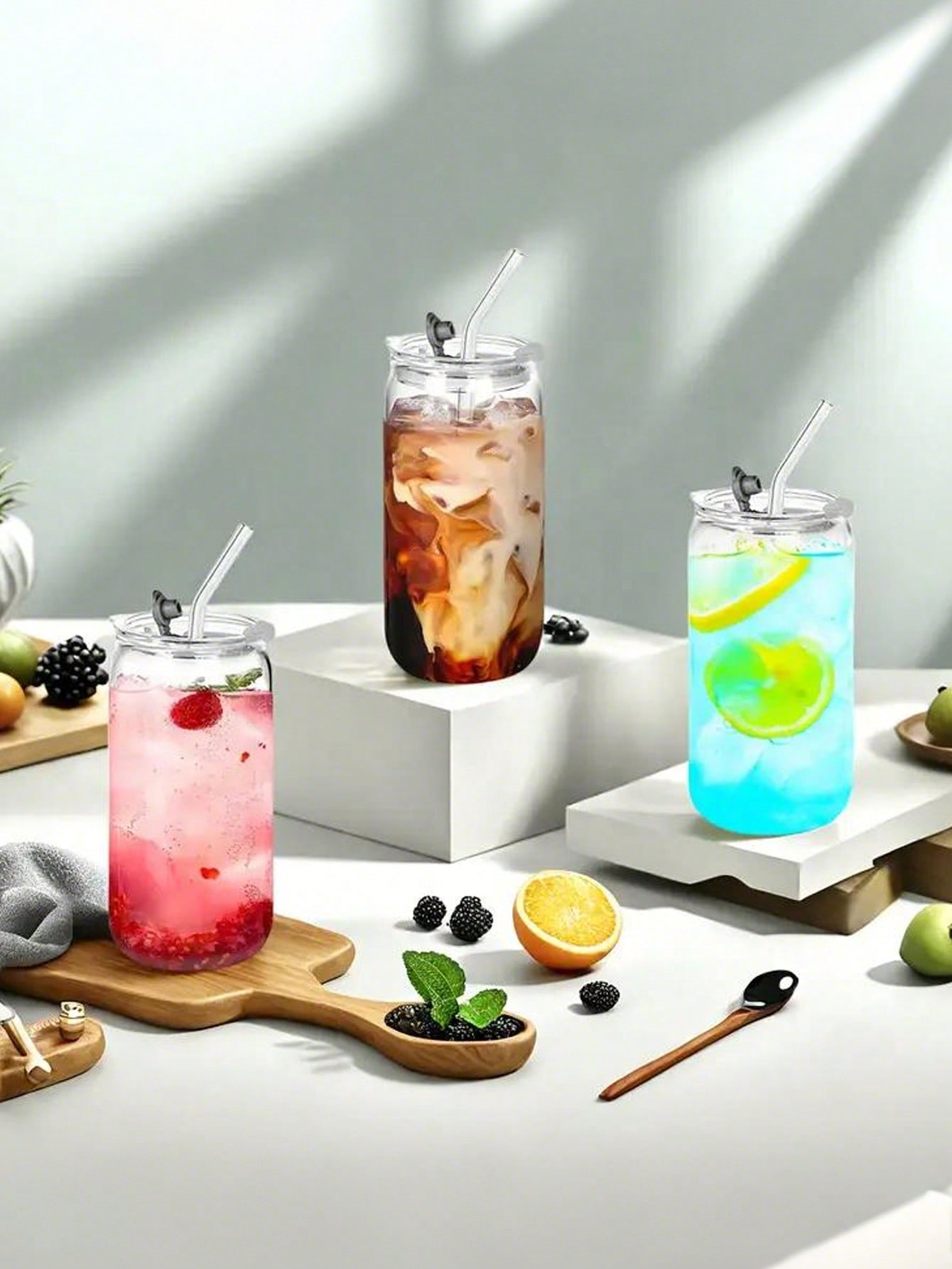 Стеклянные стаканы с крышками  – обзор и цена Coffee Tea Jar Set