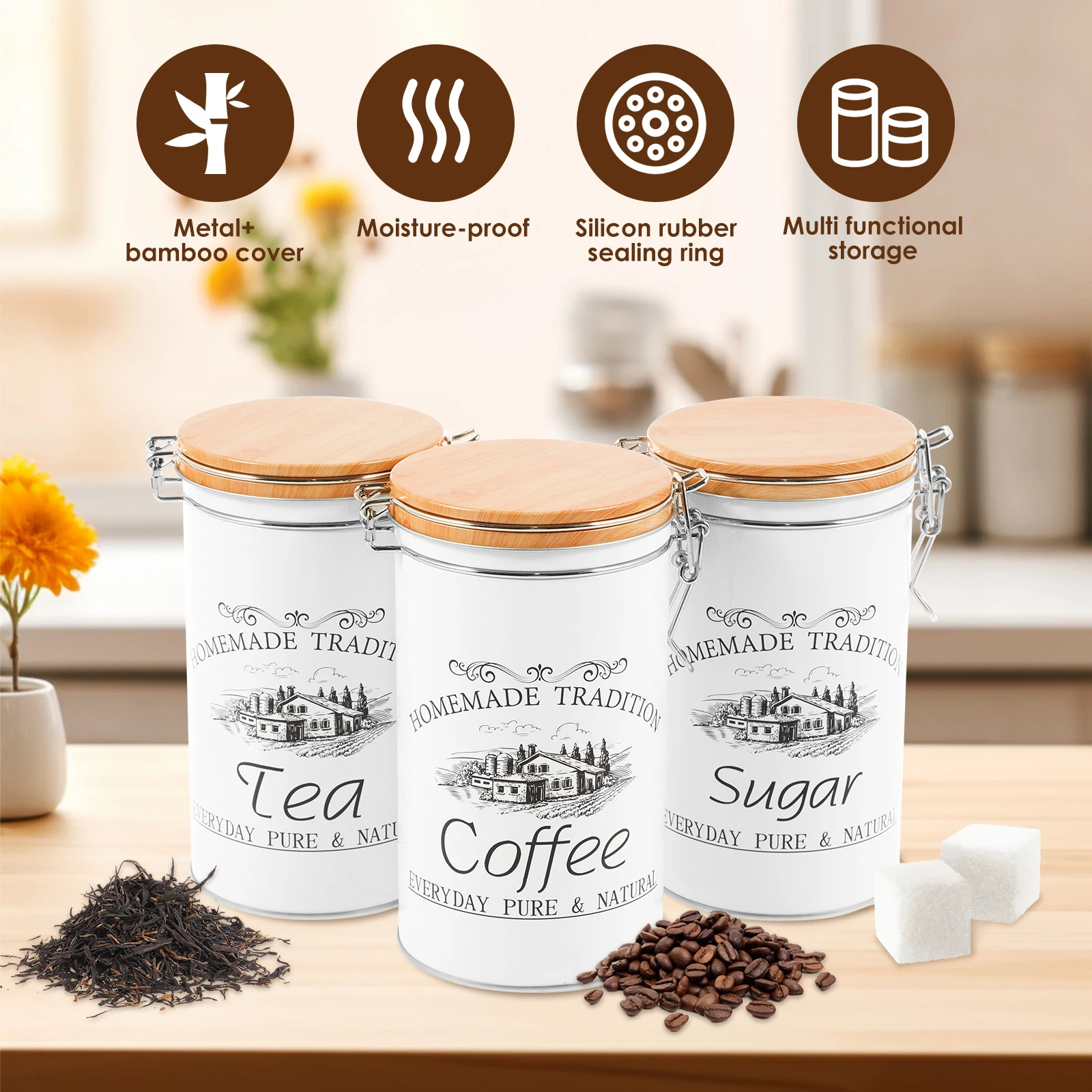 3 шт./компл., канистры для чая – обзор и цена Coffee Tea Jar Set